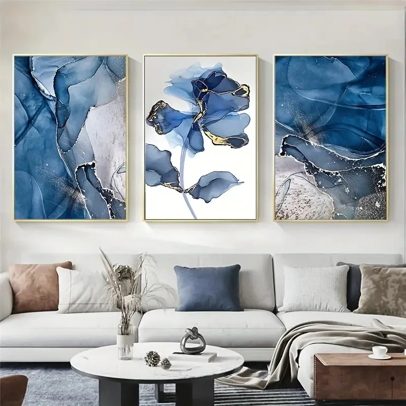 Guanjun 40*60cm Abstract art Geometric Rose L Frame painting Canvas decorative painting Blue Tide home decorative painting