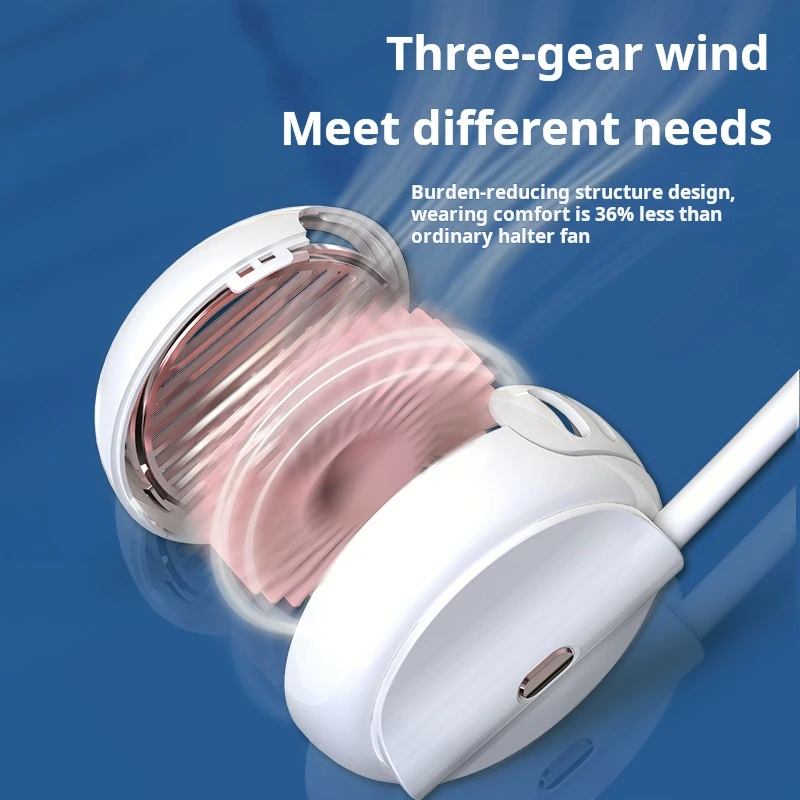 Best Seller 2000mah Wearable Leafless Fan Rechargeable Battery Powered Bladeless Cooling Usb Mini Portable Neck Fan