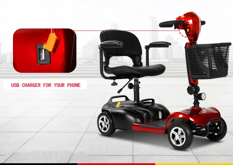 Excellent popular portable foldable four-wheel household electric scooter for the elderly has a maximum speed of 8 km/h