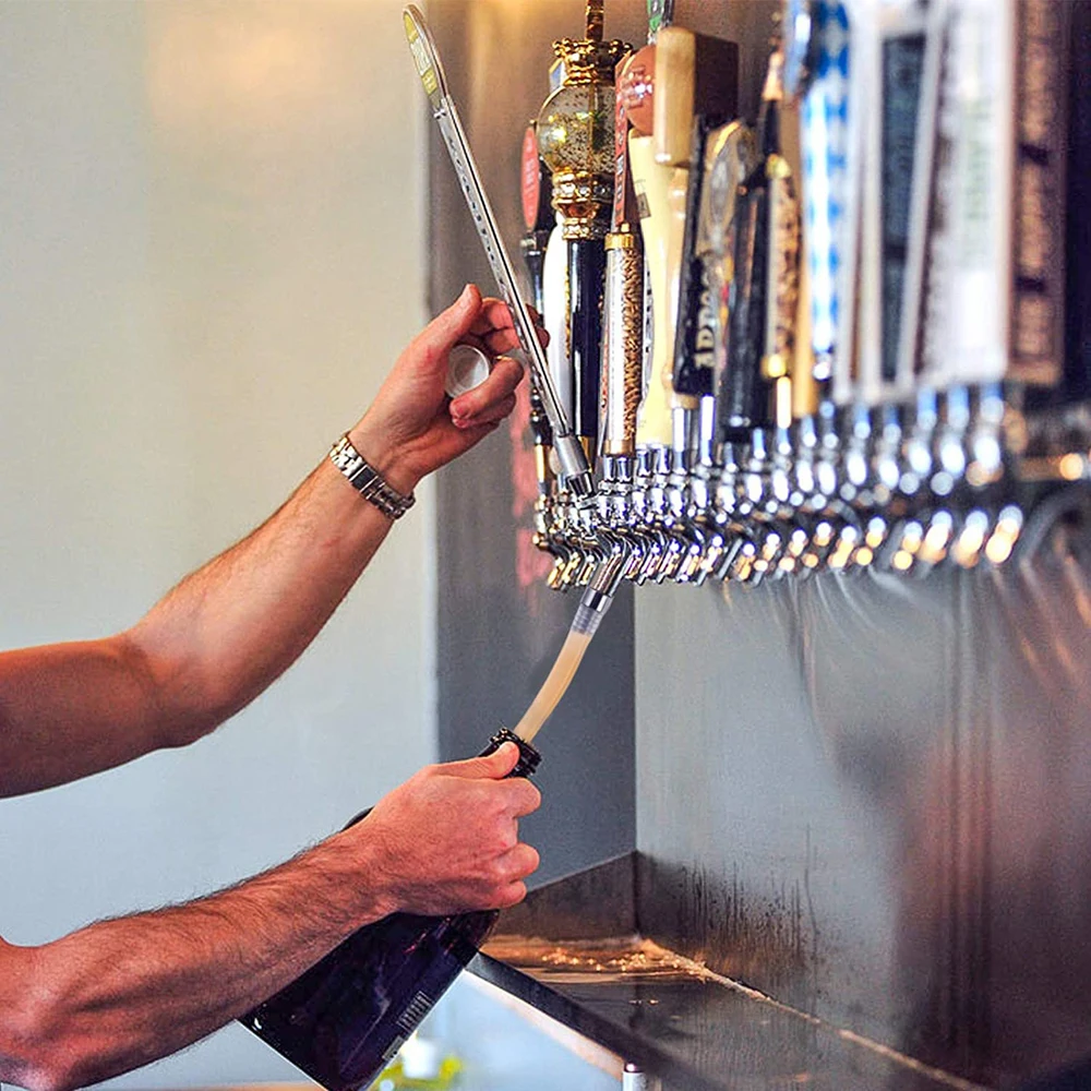Push fit growler filler for beer tap tube double O-ring jug