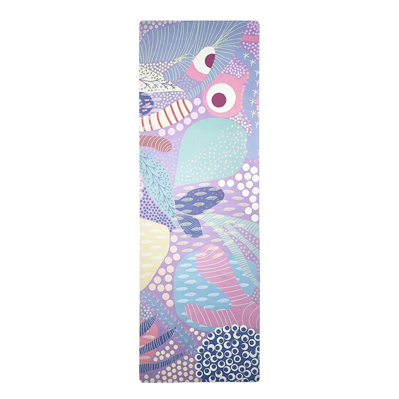 1mm Art le Ultra Thin Light Weight Portable Reversible Machine Washable Custom Print Label Eco Travel Yoga Mat With Velvet Bag