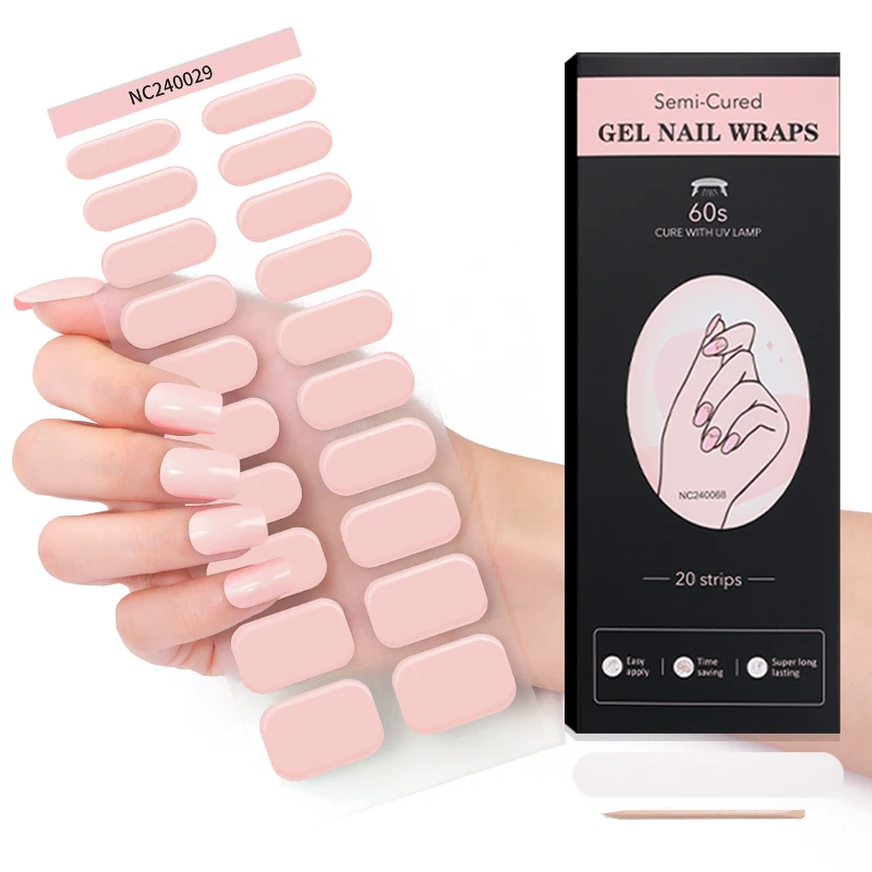 Gold nail supplier china factory top sale plain pure color Home Salon DIY Nail gel strips sticker cure with UV lamp