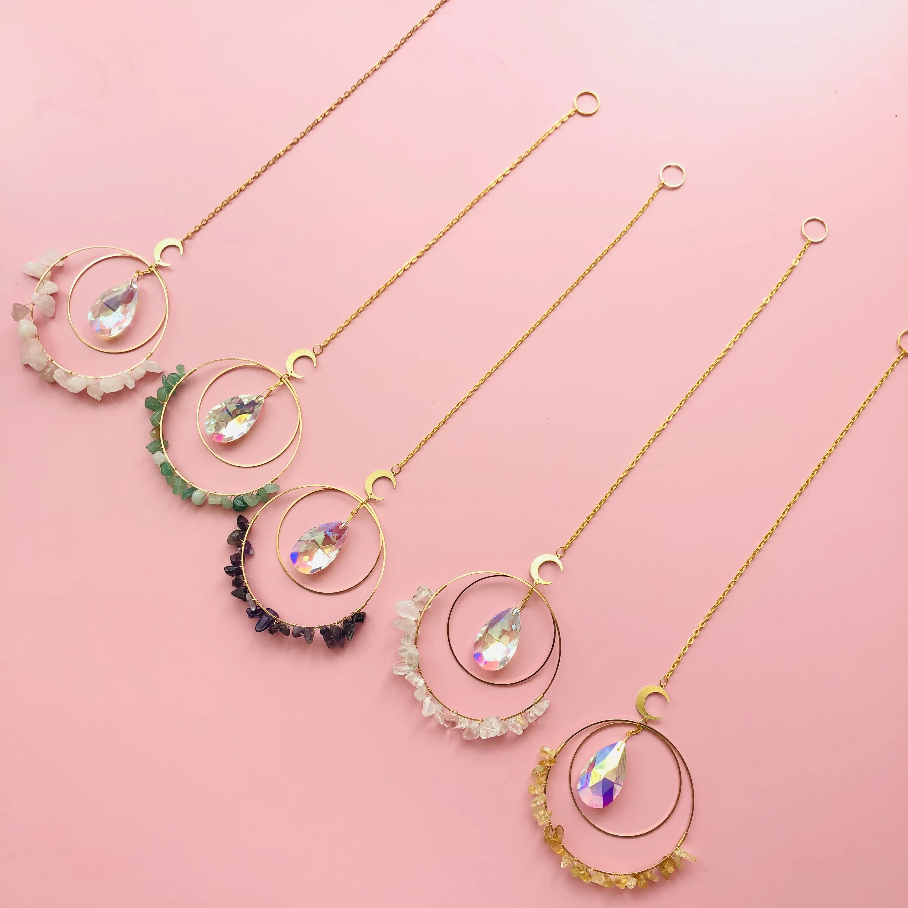 Dropshipping Natural Gemstone crystal Sun Catcher Spiritual crystal moon suncatche