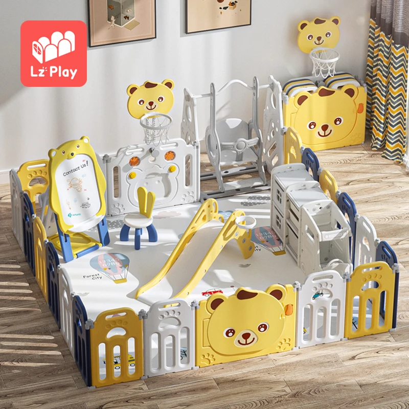 High Quality Customizable Baby Safety Fence Children Portable White Latest Play Yard Large Playyard Plastic Indoor Kids Playpen