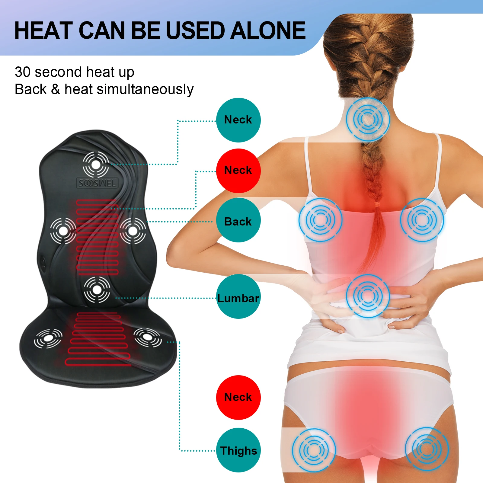 Electric massage seat cushion car home office infrared heating mat full body chair massage pad
