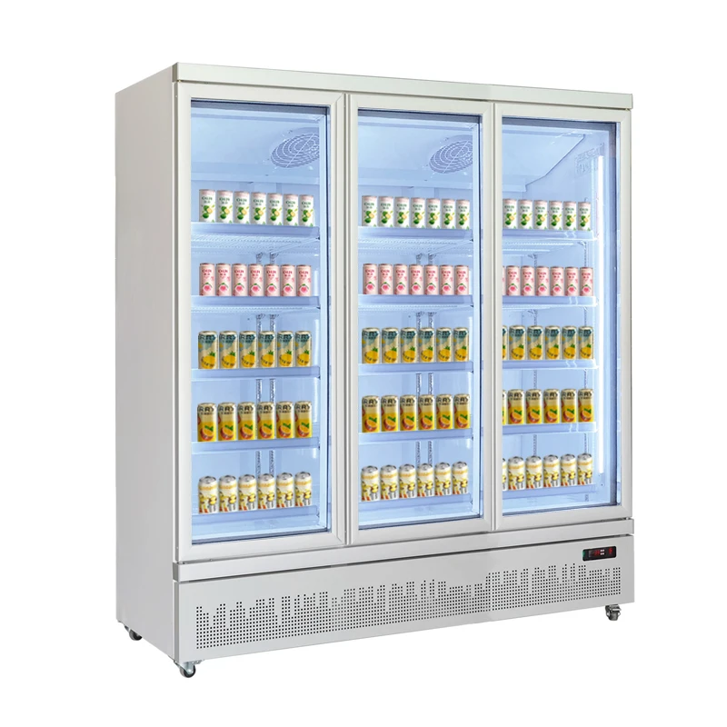 automatic convenience store drinks standing vertical glass door showcase vending machine fridge refrigerator