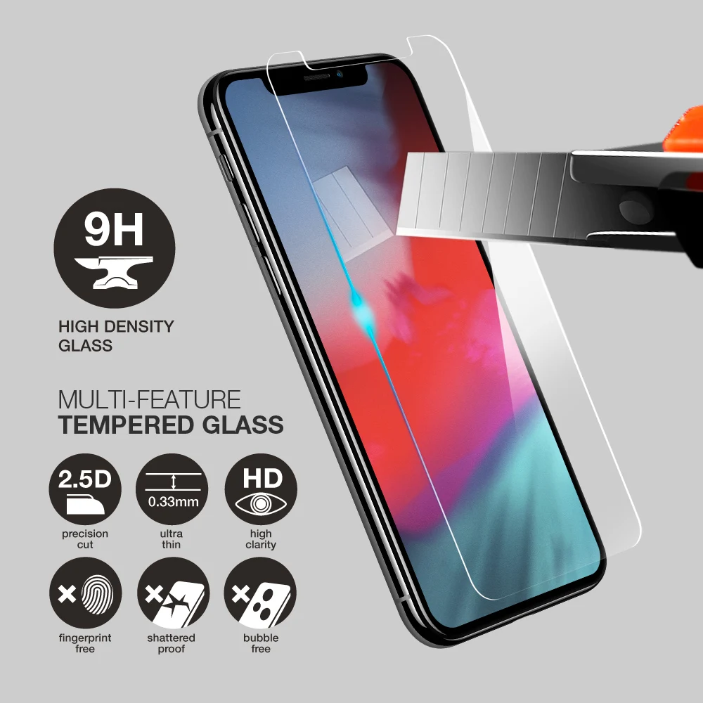 
For iPhone 11 PRO Tempered glass film with 99.99% High-definition clear hydrophobic and oleophobic screen coating 