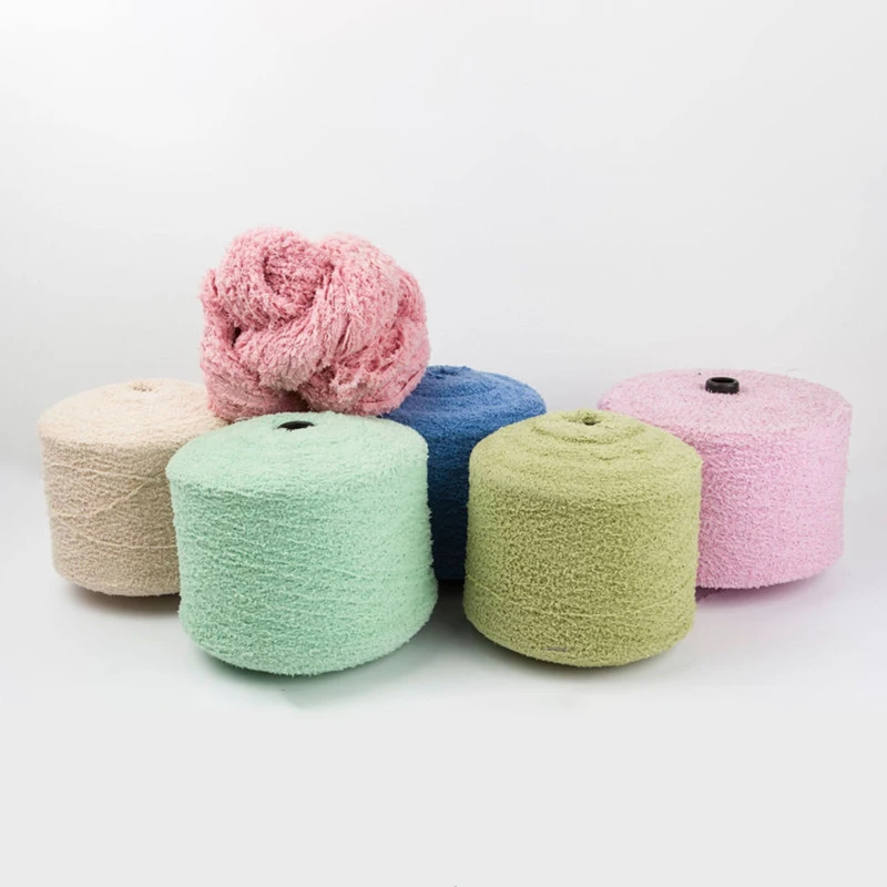 Xinglilai Factory soft 6NM 9NM 13NM 100%polyester Coral Velvet fur fancy winter yarn for Winter plush pajamas