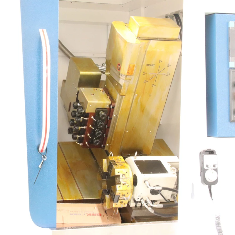 Efficient TCK46D/8 cnc milling and turning lathe 4+4 power head with Y-axis slant bed cnc lathe