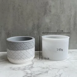 2153 Round pattern flower pot silicone mold Cement gypsum resin vase mold
