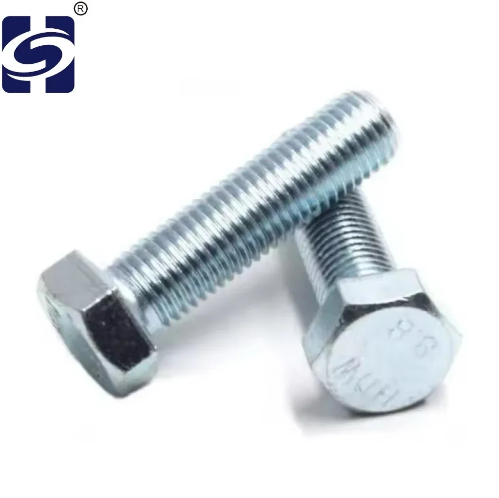 Galvanized Steel Hexagon Head Bolt Grade 8.8 GB5783 M8 14mm Blue Zinc Plated Carbon Steel Full Thread Hex Head Bolt