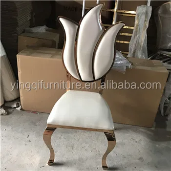 Hot-selling Leather Stainless Steel Flower Wedding Dinner Chair