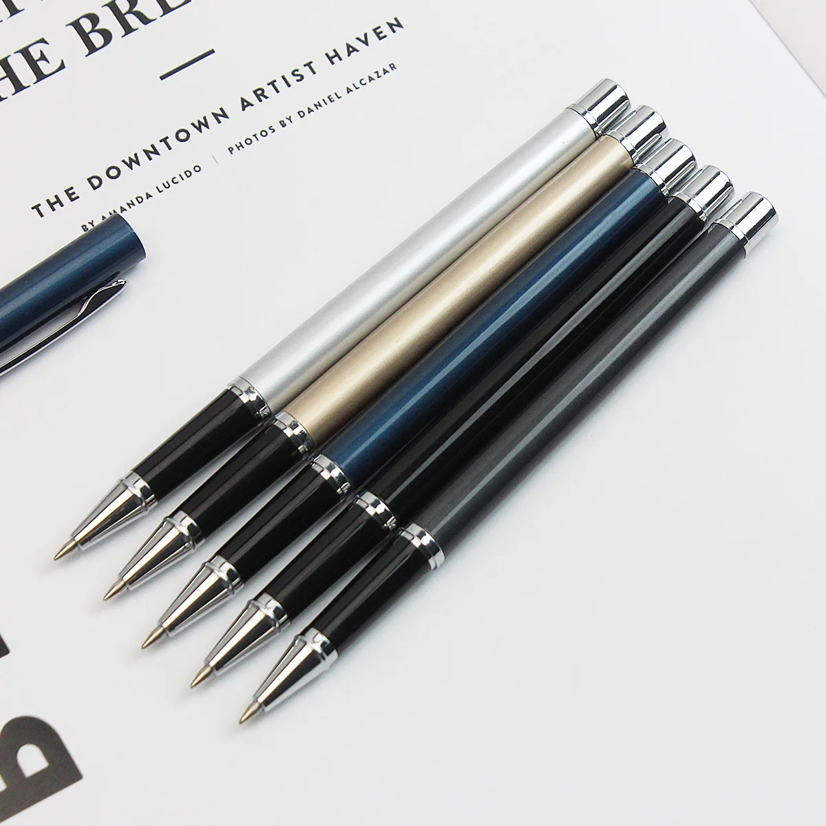 X1028 Low Moq Metal Ballpoint Pen Stainless Steel Penholder Ball Point Gel Ink Promotional Pens
