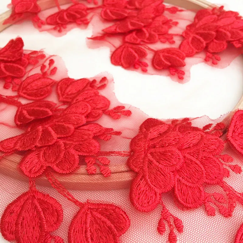 3D leaf flower DIY clothing headwear home decoration mirror flower  Embroidery applique red white
