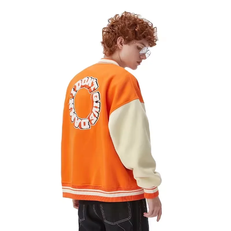 Jacket Homme  Veste Leather Sleeve Winter Coat Bomber Jacket Mens Hip Hop Wool Letterman  Jacket Manufacturer