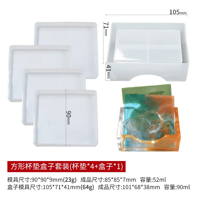 diy Epoxy Coaster mould Round Storage Box Silicone Mold Homemade Cup Mat