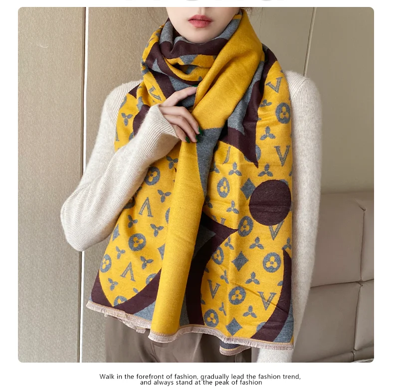 Wholesale Fashion Heavy Winter Autumn Scarfs Super Soft High Quality Alpaca Blankets Woolen Extra Large Scarf