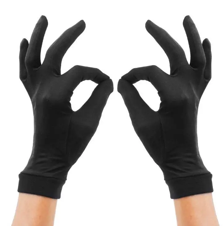 Оригинальные модные перчатки, зимние лыжные велосипедные перчатки, черные атласные женские перчатки из 100% чистого шелка тутового шелкопряда, уход за кожей