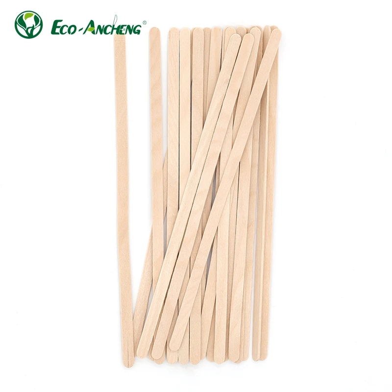 Custom Compostable Coffees Wood Stirrer 110mm Disposable Natural Wooden Coffee Stirring Stick