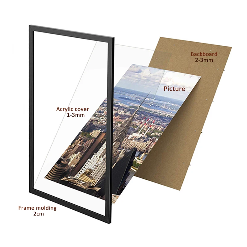 Bilderrahmen A2 A4 Rustic Wood Wall Frame Photo Home Decoration Acrylic Picture Frame