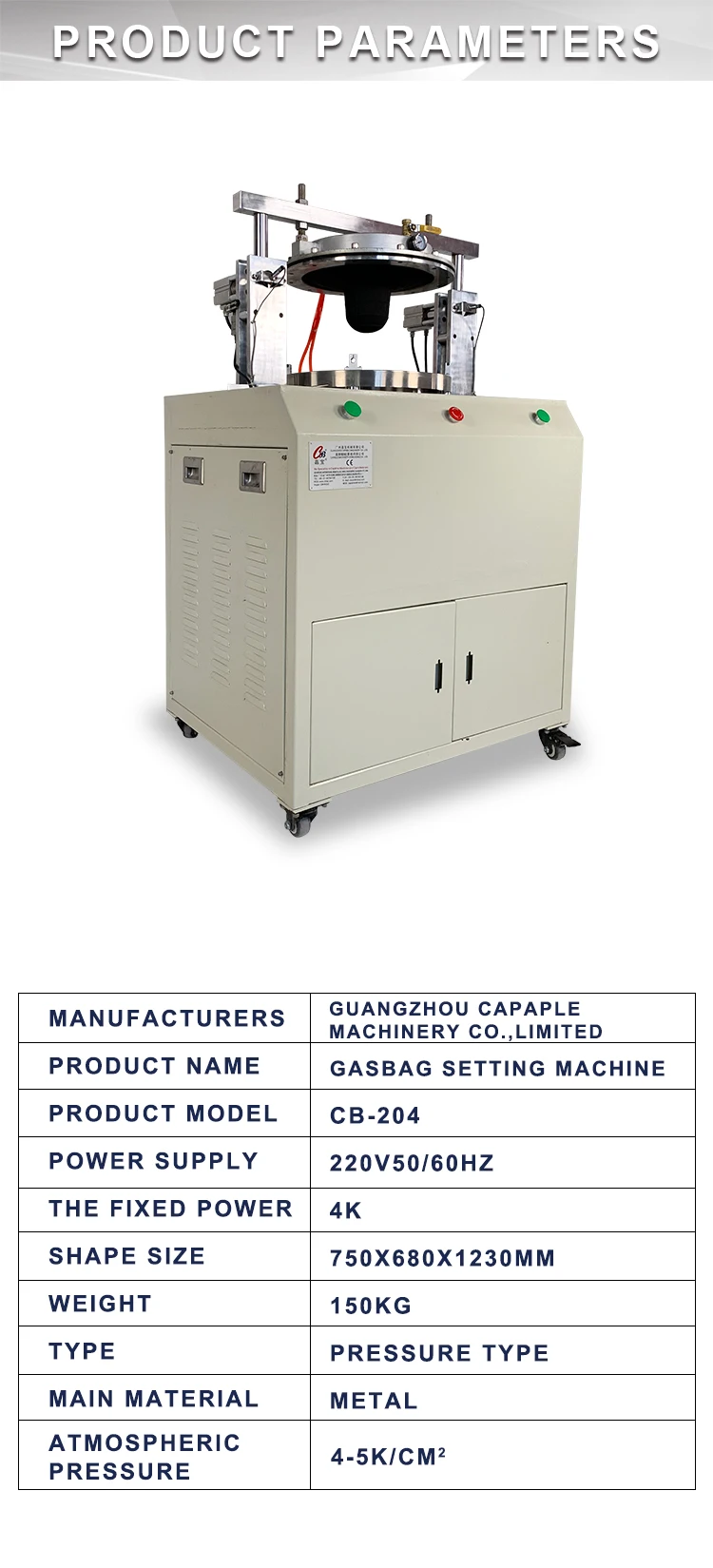 CB-204 Cowboy Hat Pressing Machine Gasbag Setting Machinery Steamer Machine