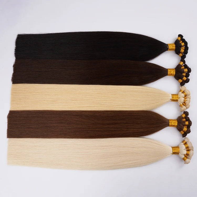 18 20 22 inch Can Be Customized Pretty Russian Natural Brown Hand Tied Weft Hair Extensions