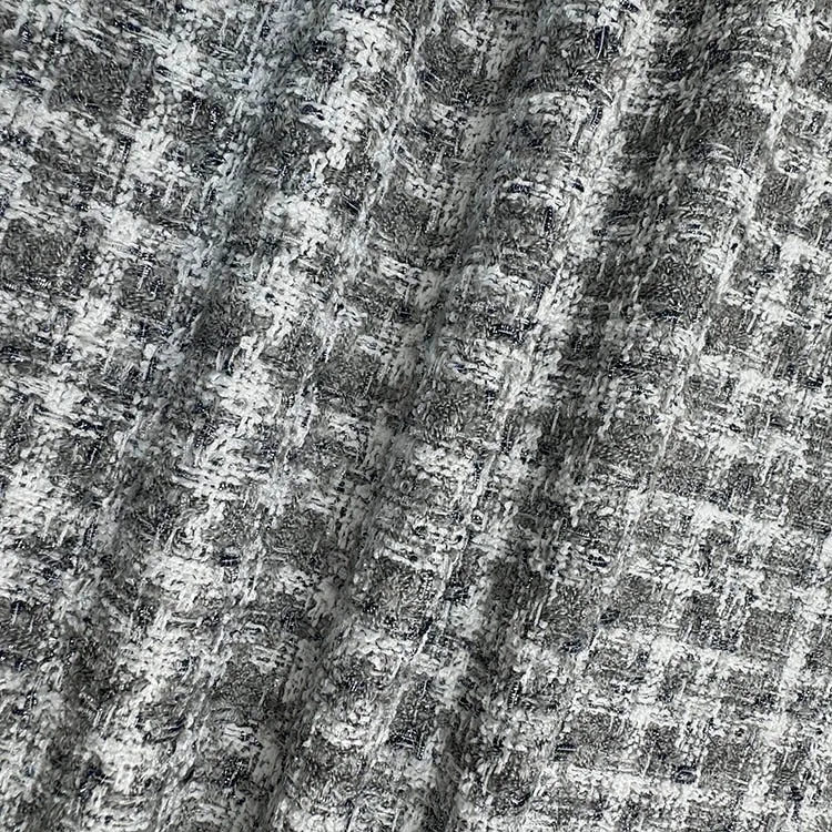 Wholesale Channel Blended Woven 6% Wool 76% Polyester 18% Acrylic Fancy Yarns Check Plain Tartan Tweed Fabric For Suits