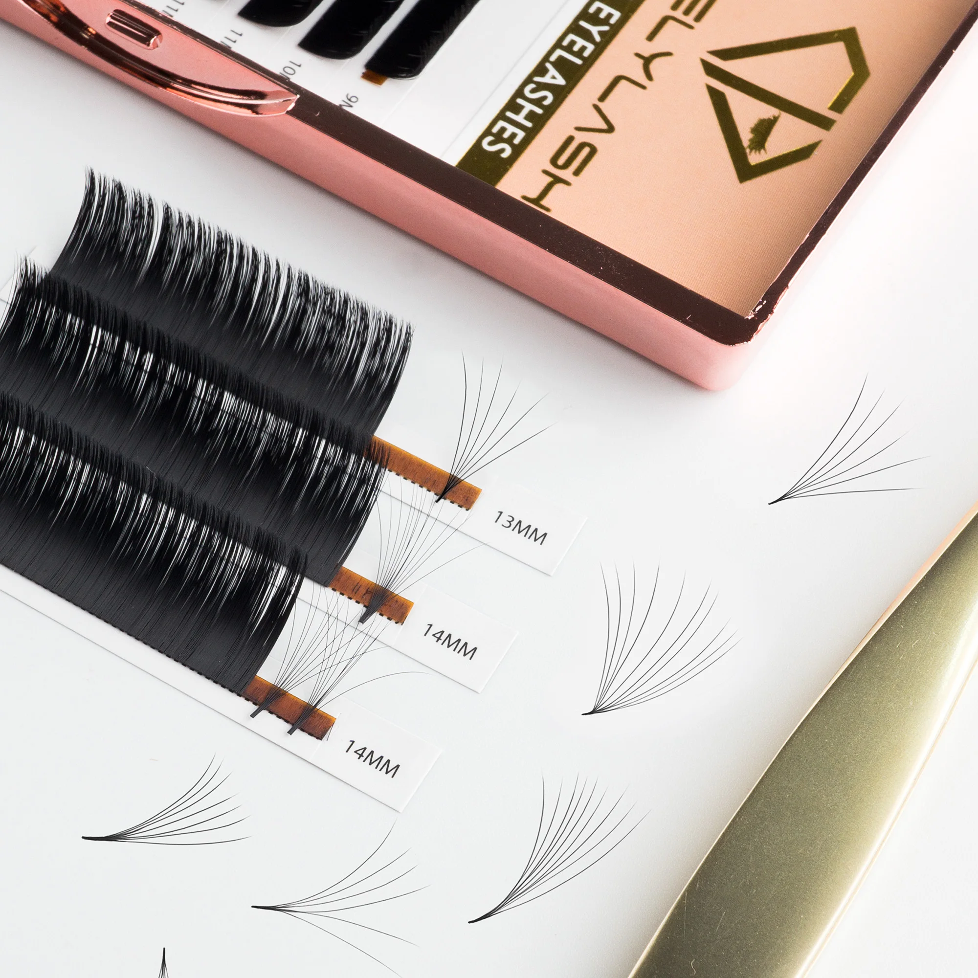 Cashmere Mink Easy Fan Lashes 16 Rows 0.05 0.07 C D Curl Easy Fan 20-25mm Eyelashes Extension