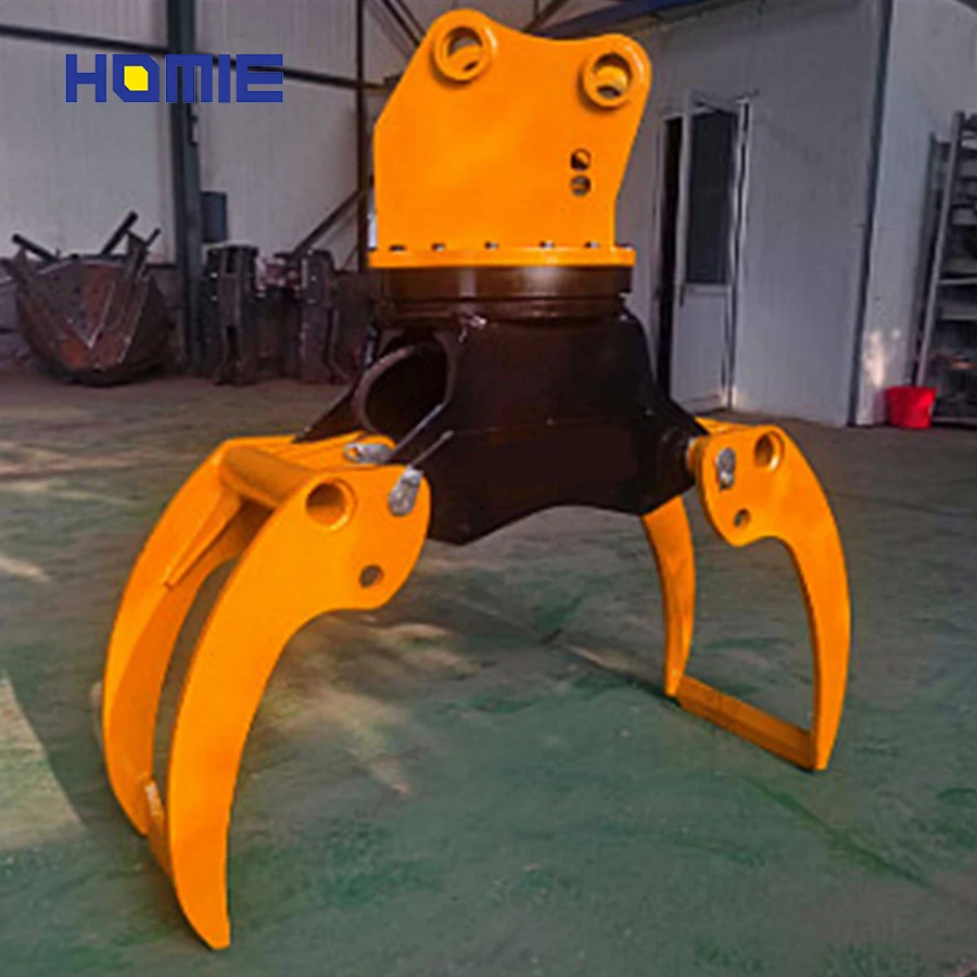 Excavator Hydraulic Clamp Stone Wood Rotating Grapples Log Grab For Excavator/ Loader/ Tractor