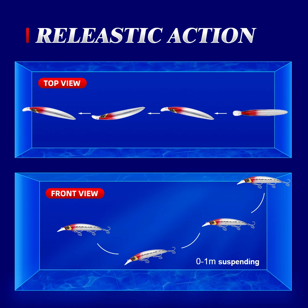 HONOREAL 110mm 20g  0-1m Top Level Artificial Hard Plastic UV Luminous Effect Tungsten Ball Suspending Bass Fishing Lure Minnow