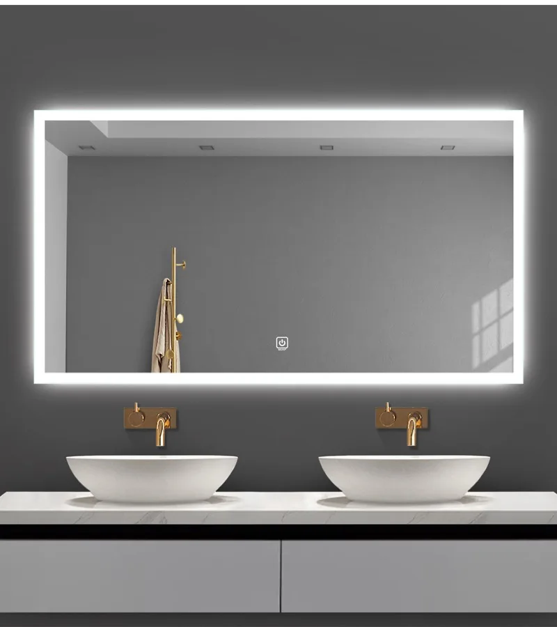 Luxury Smart Bathroom Mirror Silver Vanity Mirror with LED Waterproof and Antifog Easy Hanging for Apartments