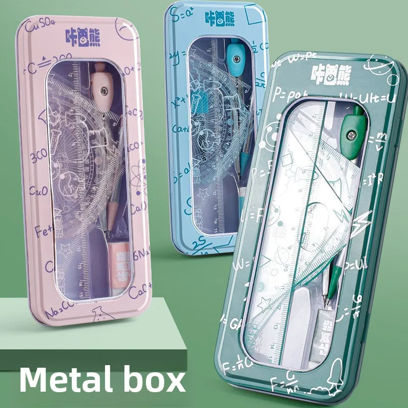 8-piece combination ruler set triangle protractor ruler Learn math drawing compass set