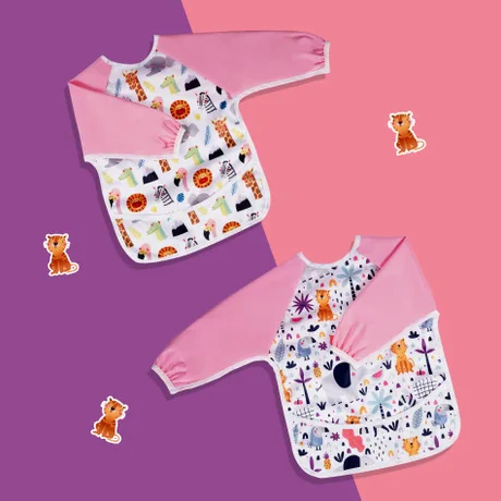 
Happyflute muti function baby eating aprons baby long sleeve bibs waterproof kids art painting for children with pockets 