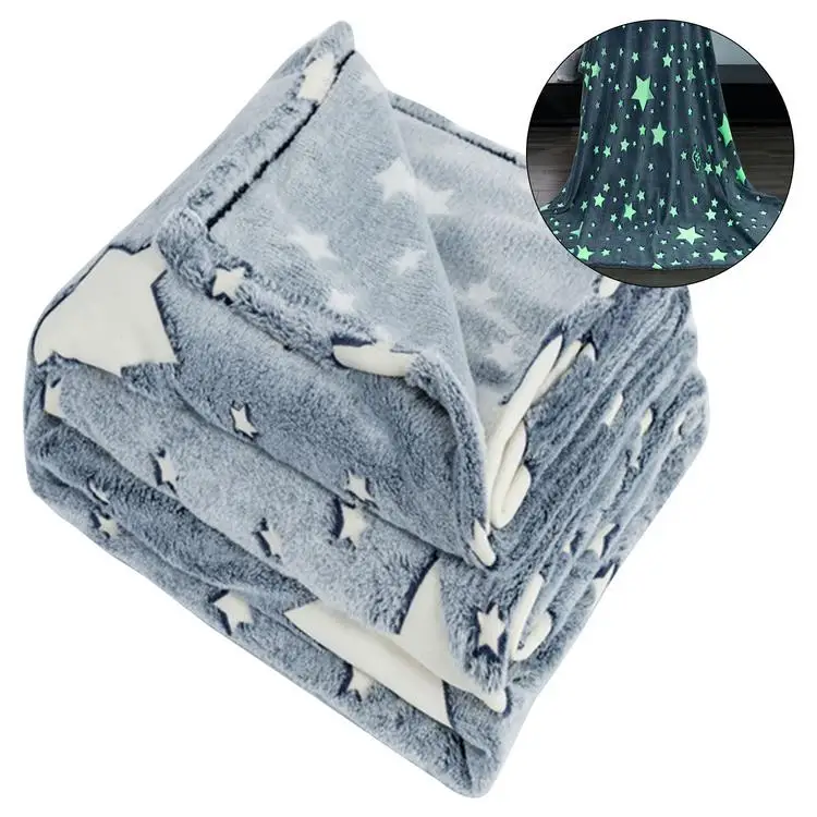 
Glow in the Dark Throw Blanket Soft Flannel Wrap Blanket for Kids 