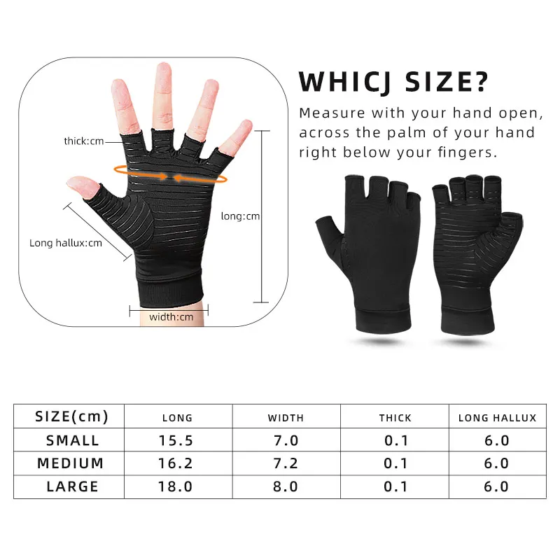 Fingerless copper fiber compression gloves copper ion anti-slip half finger gloves joint training arthritis gloves