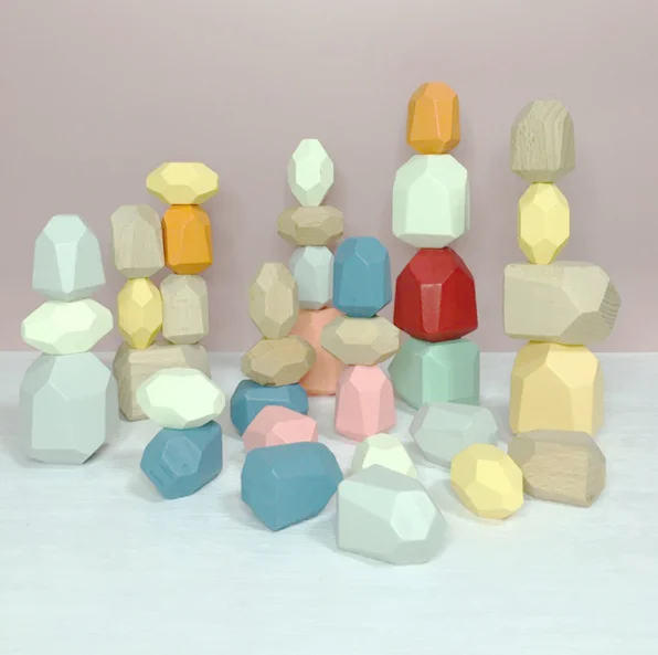 Wooden Stone Stacking Game for Kids Rock Blocks Educational Puzzle Toy wooden balancing blocks games wooden toys Learning Toys