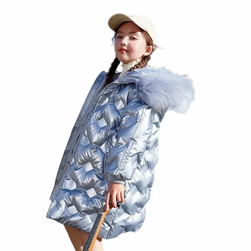 Russian Style Young-girls Warm Coat Winter Outerwear Teenager Girls Fur Hooded Jackets For