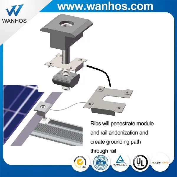 Aluminum Framed Panel Clamps PV Mounting Kits Solar Panel Module Mid Clamp with Bolt and Nut