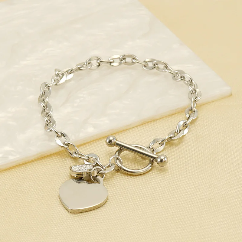 Wholesale Stainless Steel Jewelry Set Women Popular Designer Jewelry Heart 18k Gold Non Tarnish Chain Bracelet