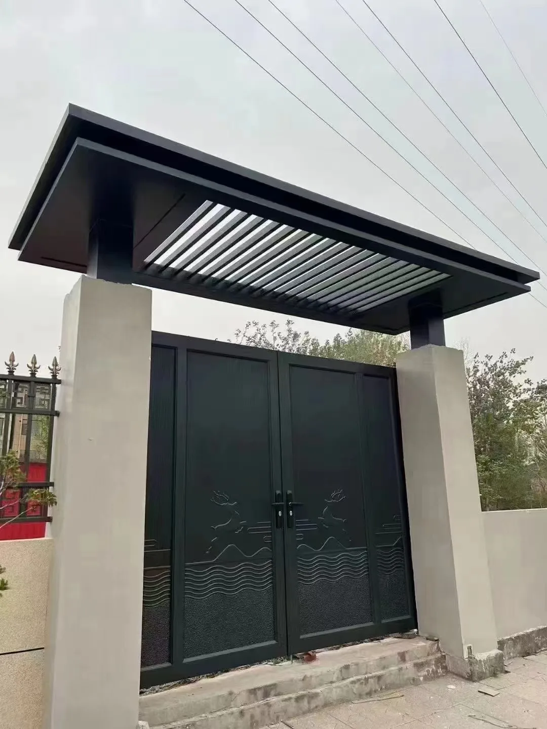 Security Door Aluminum Sliding Gate For Villa Entrance Door Driveway Gate Metal Swing Gate