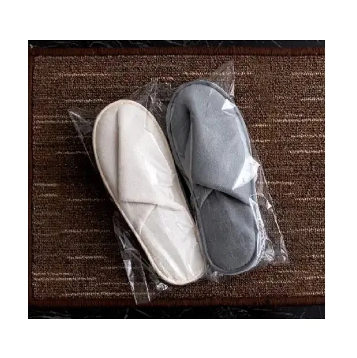 2023 Wholesale custom logo budget travel house hotel guests spa disposable grey coral velvet slippers