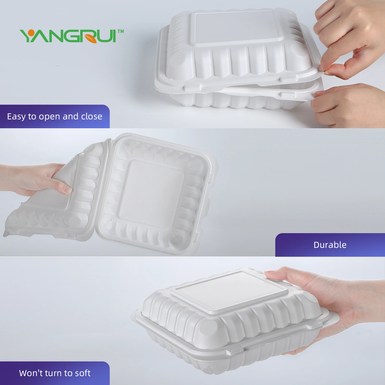 High Quality Wholesales Customized Green Safe Plastic Food Storage Container High Temperature Resistant Takeaway lunch box