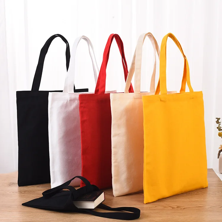 Wholesale Multicolor Cotton Canvas Tote Bags Reusable Eco-Friendly Shopping Bags Biodegradable Beach Handbags