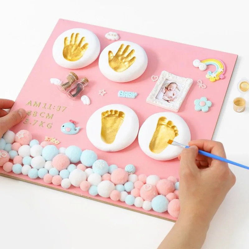 Factory Price Baby Clay Photo Frame Footprint Handprint Clay Kit Keepsake Gift Foot Print Clay