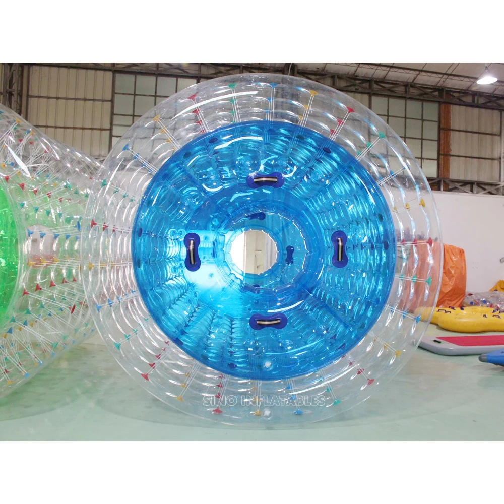 3m Long Transparent Double Layers Inflatable Water Roller Ball With Tubes for Kids Pool and Lake Entertainment