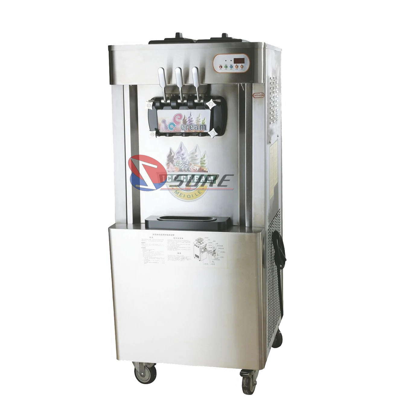 Energy Saving Cone Ice Cream Maker Equipment 3 Flavor Soft Serve Ice Cream Machinery for Sale