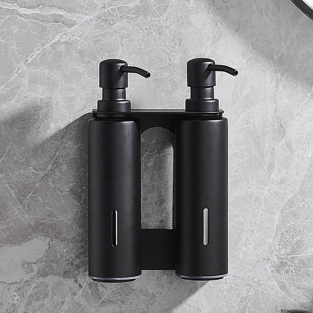 Manual Soap Dispenser Stainless Steel Bathroom Wall Hanging Shower Shampoo Gel Dispenser