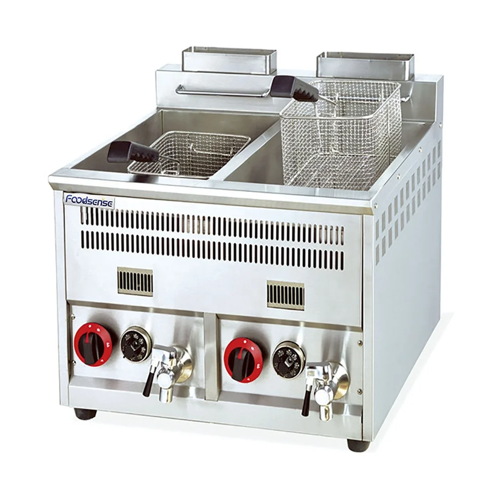 Commercial kitchen Equipment 2-Tank 2-Basket gas fryer  vat for sale
