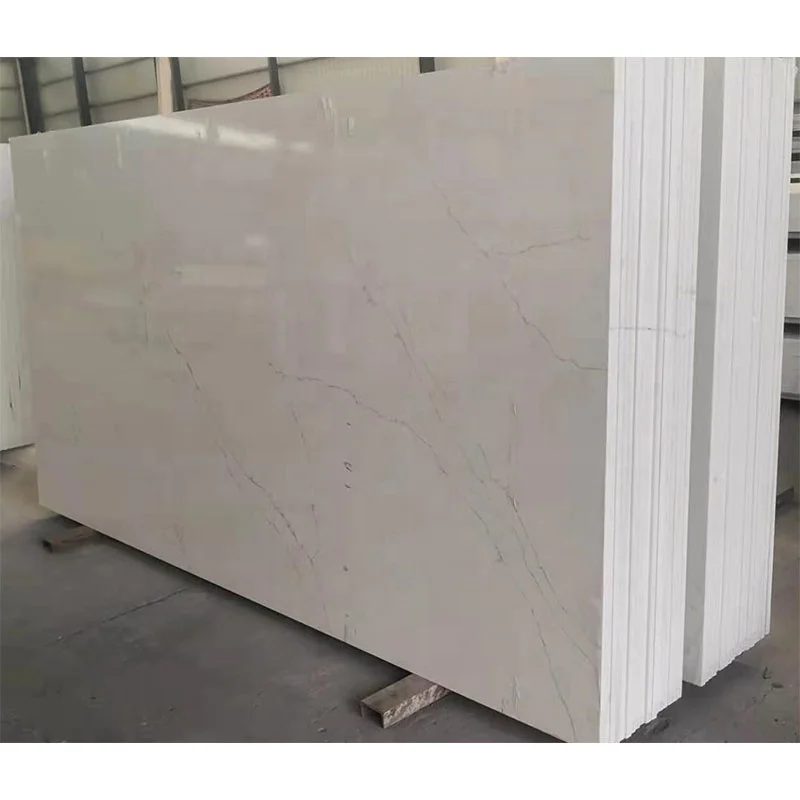 Pearl white Quartz Stone Sheet White Calcatta Quartz Slabs for Hotel