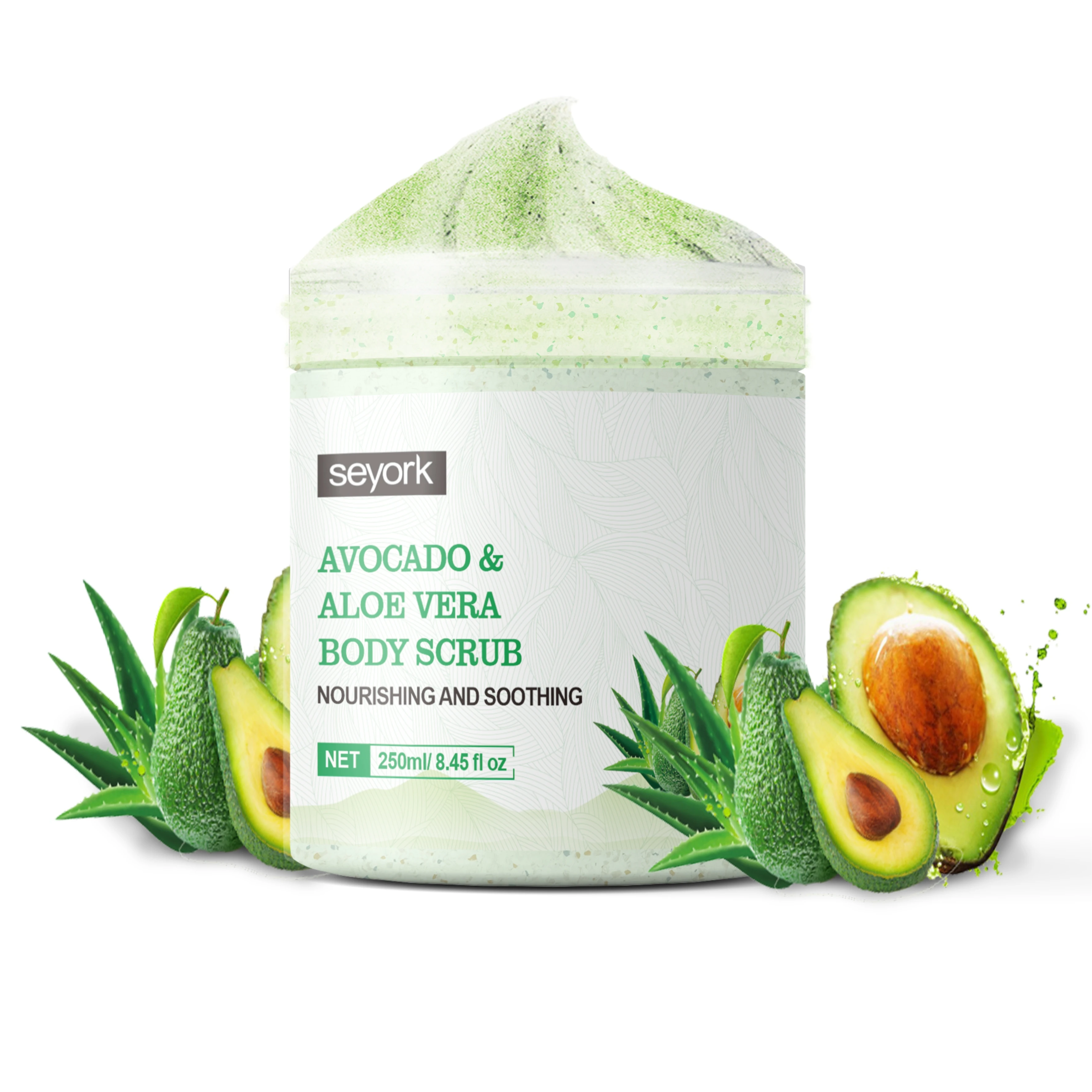 
Organic whitening body scrub exfoliation cream with Avocado and Aloe Vera Essence 